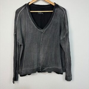 Anthropologie x Pilcro Women's Moira Pullover Thermal Top Long Sleeve Black XS